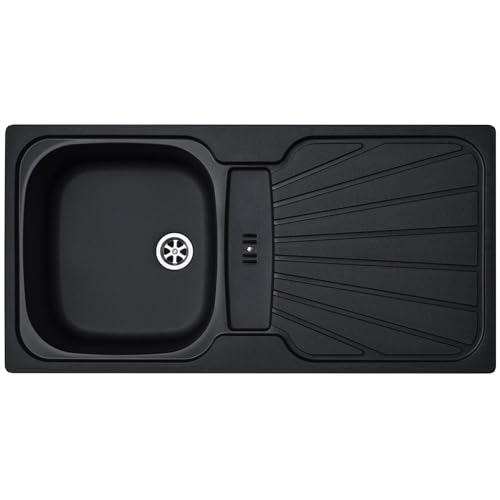 Liquida CMP5BL Black Kitchen Sink with Waste Kit