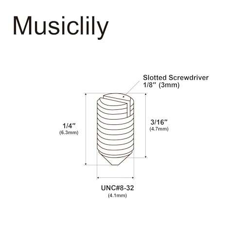 Musiclily Pro UNC#8-32X1/4 Inch Stainless Steel Slotted Cone Point Set Screws for Fender Tele Style Control Knobs Black (Set of 10) - Image 2
