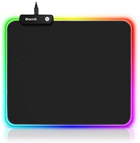 OIAMIK RGB Mouse Pad Gaming Non-Slip Rubber Base Gaming Mousepad Small with 12 Lighting Modes LED Mouse Pads for Home Office Laptop Computer Black 250 X 300mm / 11.8 X 9.8 Inches