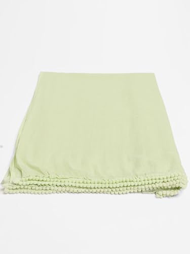 Image of Miraan Solid Pure Cotton Dupatta with Pom Pom Border, 2.25 meters length (DUPCOTTON)