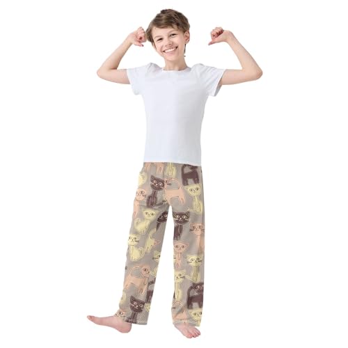Boys' Pants Cute Cats Decor Long Bottoms Jogger Pants Elastic Waist Trousers with Pockets S-XL2