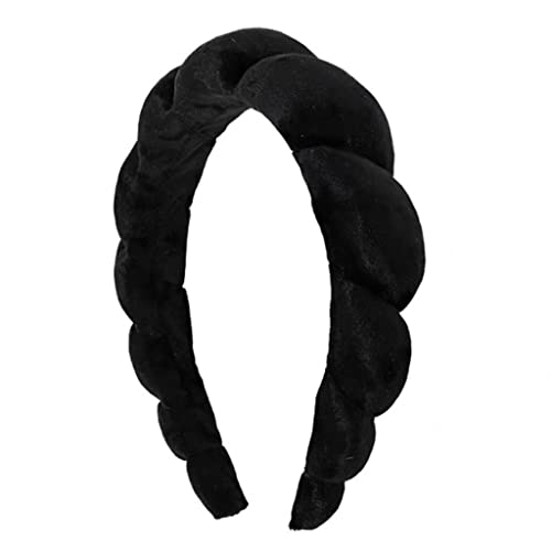 SOLIDEE Haarreif aus Samt, für Damen, Haarband, Frottee, aus geflochtenem Samt, für Damen, breit, Schwarz Cover