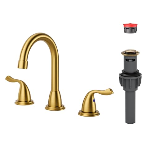 ARCORA 8" Widespread Gold Bathroom Faucet with Drain