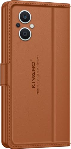 Image of KIVANO LUXE Compatible for Oppo F21 Pro 5G / Oppo F21s Pro 5G Luxury Handmade Leather Magnetic Flip Folio Case | Card Holder & Kickstand | Slim Protective Cover | Unisex - Brown