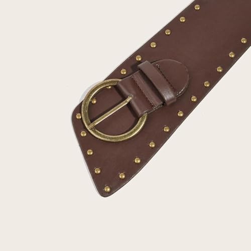 Rock Studded Genuine Leather Belts Punk Style Waist Band for Women Jeans 105cm2