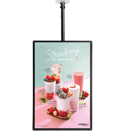 Caja de luz LED con marco, tablero de pantalla LED delgado vertical, tableros de menú digitales con retroiluminación LED montados en la pared con poste telescópico, cartelera colgante para publicidad