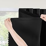 RYB HOME 100% Blackout Self Adhesive Portable Blackout Curtain, Black, W35 x L48, 1 Panel | Thermal Insulated No Drill Easy to Install in Bedroom Window