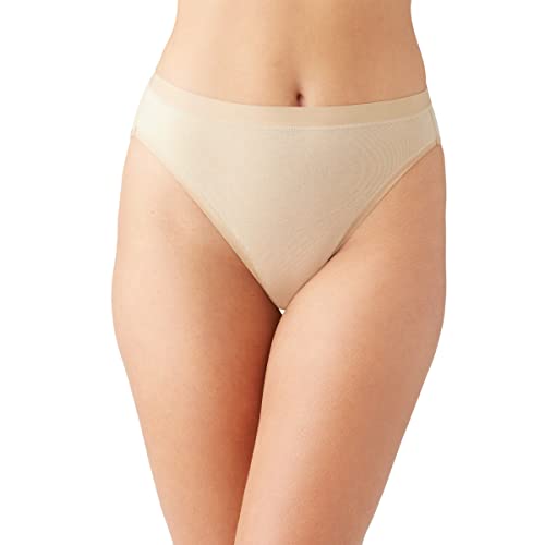 Wacoal Women's Understated Cotton Hi-Cut Brief Panty, Sand, Large
