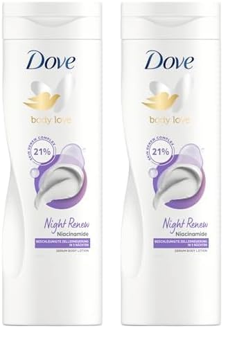 Dove Body Love Serum Body Lotion Night Renew Haut- und Körperpflege mit 21% Skin Renew Complex 400 ml (Packung mit 2)