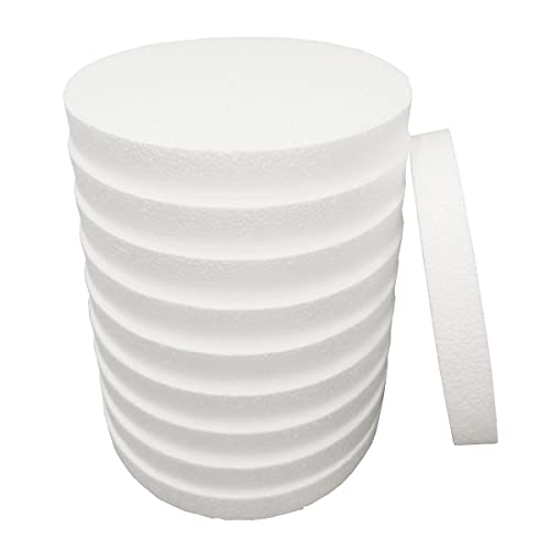 FFchuanhe 8in 10pcs Foam Circles for Crafts Styrofoam Circles Dics 1 Thick