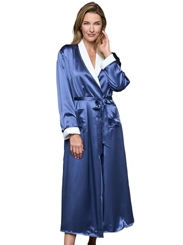 Julianna Rae Women's 100% Silk, Il Cieli Spa Robe, Caldera, L/XL