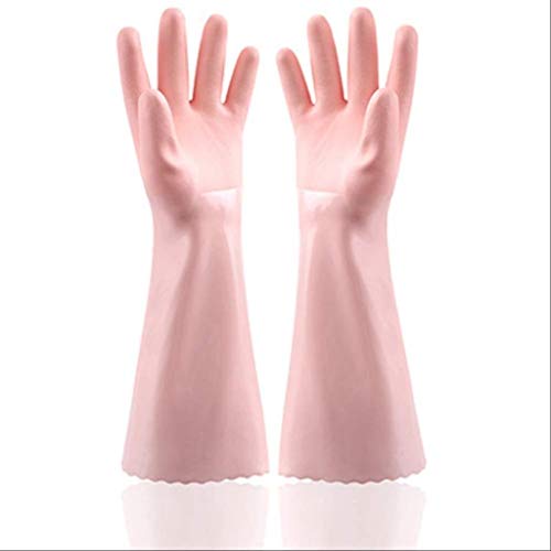 Preisvergleich Produktbild TINANG AE Reinigungshandschuhe, Wiederverwendbare Wasserdicht Abwasch Handschuhe Baumwolle Futter, Anti-Rutsch-Haushaltshandschuhe for Washing Küche, Geschirr, Badezimmer, Auto und mehr