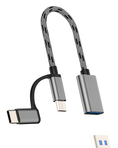 Adaptateur USB C Micro USB Mâle Vers USB Femelle(2 en 1)type C Chargeur Câble OTG 3.0 Pour IPhone 16 15 MacBook Pour IPad Transfert Données Clé USB-A Multiport...
