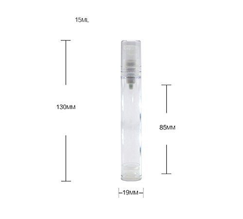 TOPWEL 15ml Empty Clear Refillable Airless Vacuum Pump Cream Lotion Bottle (5pcs)