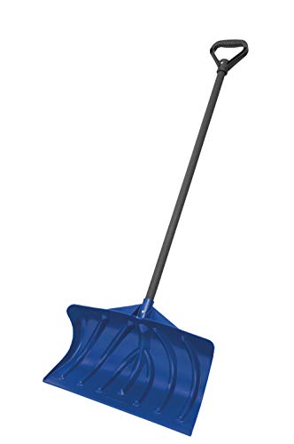Suncast 20-Inch Snow Shovel and Pusher Combo with Durable Galvanized Steel Wear Strip and Ergonomic D-Grip Handle, Ideal for Driveways, Walkways, and Sidewalks, Navy