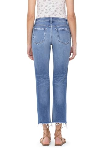 Flying Monkey, Mid Rise Crop Straight Jeans, Medium Blue3