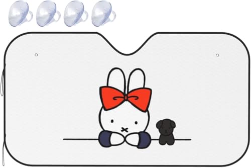 車用サンシェード ミッフィー カーサンシェード フロントシェード フロントガラスカバー カーフロントカバー おしゃれ カー用品 軽自動車 SUV/軽/普通車に適用 プレゼント 130x70cm