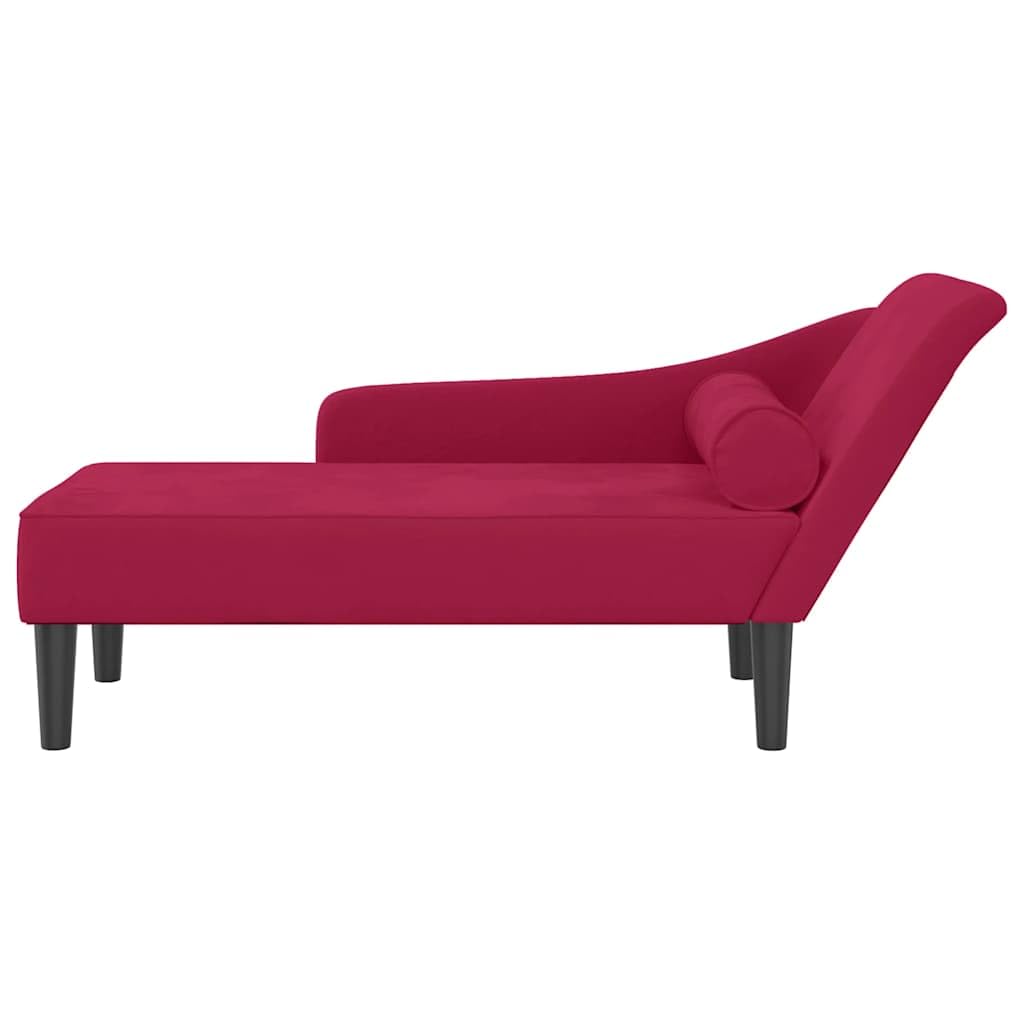 Sedia Lunga Velluto Bordeaux con Cuscini
