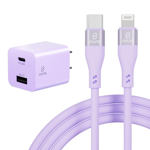 iphone 充電器 ケーブル セット pd充電器 20W 急速充電器 ipad 充電器 USB PD 対応 PSE技術基準適合 アイホン 充電 ACアダプター 電源アダプタ TYPE-C 充電 コード スマホ充電器 コンセント 電源アダプター iPad iPhone14 Pro 13 12 11 x 8 7mini Plus (パープル, AC充電器+Type-C to ライトニング 2m)