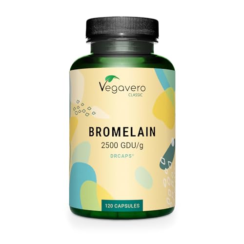 Vegavero Bromelain 650 mg | High Strength - 2500 GDU/g | Gastro-Resistant DrCaps | NO Additives Lab-Tested | Pure Pineapple Enzyme | 120 Capsules | Vegan