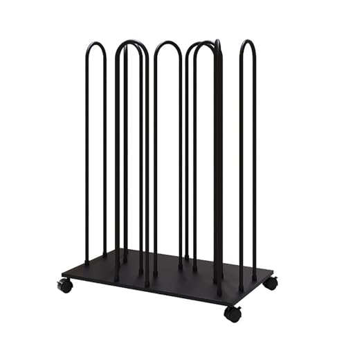 Support de rangement pour cintres robuste à 4 côtés mobiles en métal noir