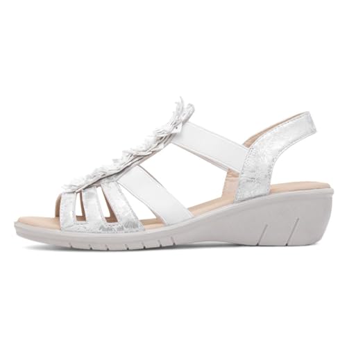Softlites Womens White Wedge Slip On Flower Sandal - Size 6 UK - White