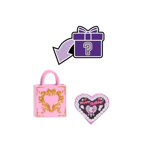 Monster High Poupée Cupid Asteria Monstrueux Anniversaire en robe de soirée rose et rouge avec des accessoires thématiques tels qu’une invitation, un ballon, un cadeau et bien d’autres, JBG77