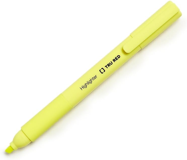 STAPLES TRU RED Pocket Highlighter with Grip Chisel Tip Yellow 36/Pack