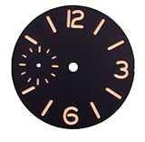 LNQKJXIIA Esfera de Reloj estéril de 37 mm for ETA 6497 ST3600, Esfera Luminosa Verde(Noir)