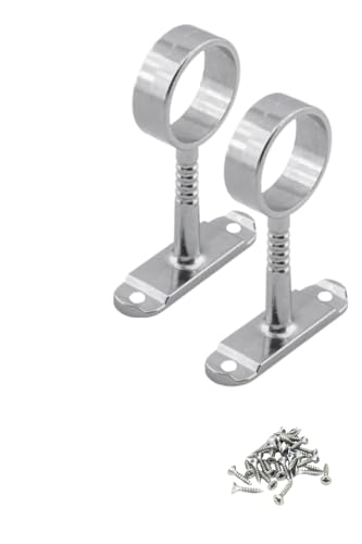 Dolap, Krom Yuvarlak Mobilya Boru Askı Flanşı Gardırop Askılık Borusu Aparatı, 7 cm Yükseklik, 2.6 cm Çap, Vidalı Montaj, 2 Adet