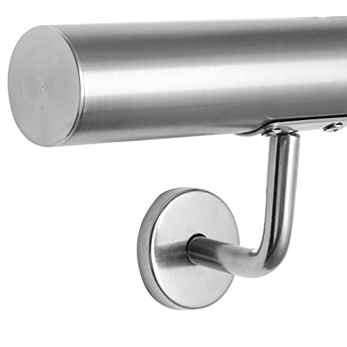 Rampe d'escalier en acier inoxydable Lospitch de 180 cm avec support mural complet - 6