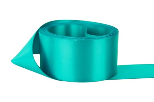 Image of Ribbon Bazaar Double Faced Satin - Premium Gloss Finish - 100% Polyester Ribbon for Gift Wrapping, Crafts, Scrapbooking, Hair Bow, Decorating & More - 7 /8 inch Tornado Blue 50yd Spool