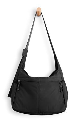 ODODOS 20L Crossbody Tote Bag Large Capacity Lightweight Hobo Shoulder Sling Bags for Gym Shopping Beach Travel, Black