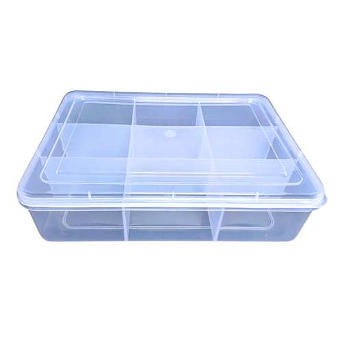 Image of AANIJ Multipurpose Plastic Storage Box Organizer with Fix Dividers 9 Grids Pack of 2 Transparent for Multi Use at Home, Office, Shop Size 31 X 22 X 7.5 cm