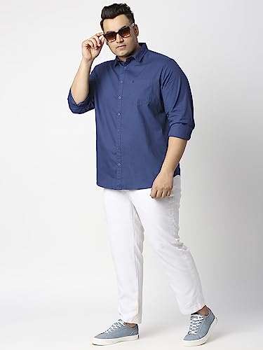 Image of Thomas Scott Men's Plus Size Cotton Casual Shirt | Regular Fit | Long Sleeves | Spread Collar | Solid | Soft & Breathable | Everyday Comfort Shirt for Men