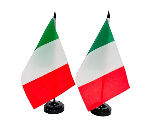 2 Italien Tischflagge Tischflagge Tischflagge Italien 21 x 14 cm Fahnenmast und Tischflaggenbasis für Tagungsräume
