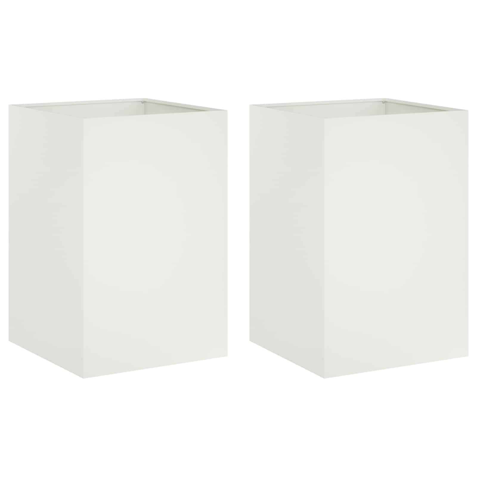 vidaXL Garden Planter 2 pcs White 40 x 40 x 75 cm Cold-rolled Steel — image 1