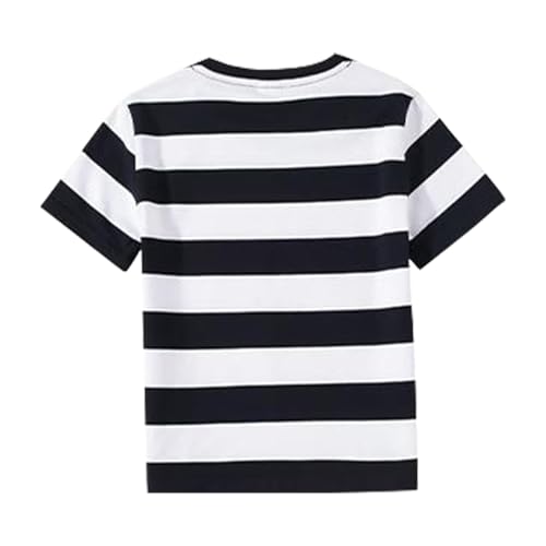 Image of LittleSpring Boys Girls T Shirt Rainbow Striped Cotton Crewneck Tees for Kids Fashion