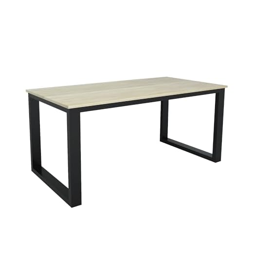 Edihome, Mesa Comedor Phoenix, para salón, cocina, acabado Cambria y Negro, Dimensiones 160 (Ancho) x 80 (Largo) x 72 (Alto)
