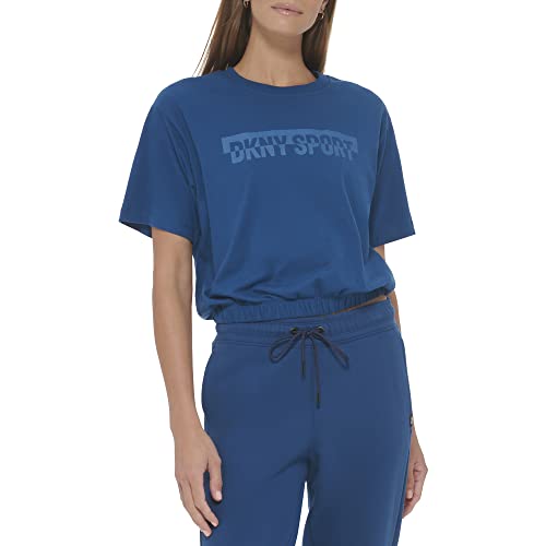 Preisvergleich Produktbild DKNY Damen Drop Out Logo Tee Cropped, Poseidon, Klein