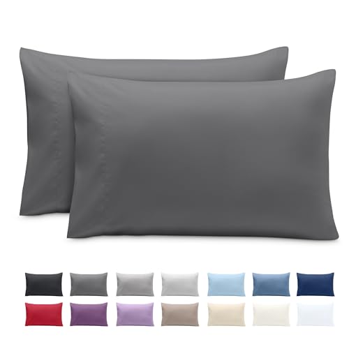 Image of Bare Home Microfiber Pillow Cases - Standard Size Set of 2 - Cooling Pillowcases - Double Brushed - Easy Care - Envelope Closure (Standard Pillowcase Set of 2, Grey)