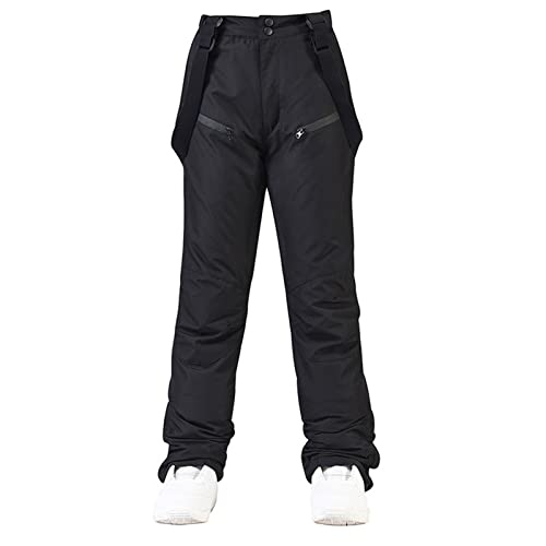 TDHLW Womens Mens Waterproof Ski Pants Women Snowboard Winter Windproof Hiking Winter Warm Pants Bibs Snowboarding Skiing,Black,S