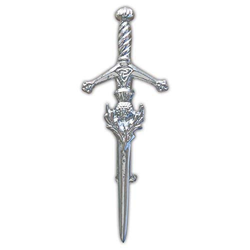 AAR Scottish Thistle Kilt Pin Antique & Chrome Finish (Chrome)