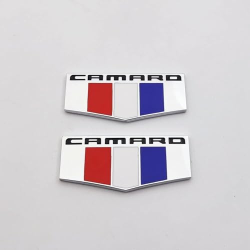 Image of 2Pcs Metal Camaro M Emblems Car Badge Front Right Left Fender Decal Replacement for Camaro Ss Rs Zl1 (Chrome)