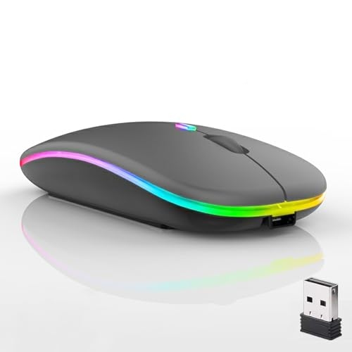 Guiheng Wireless Bluetooth Mouse,LED Dual Mode Rechargeable Silent Slim Laptop Mouse,Porta...