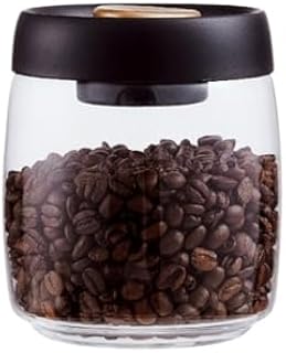 日本製コーヒーキャニスター(真空密封容器) 耐熱ガラス製 コーヒー豆・コーヒー粉保存対応 コーヒースクープ付き (800ml)