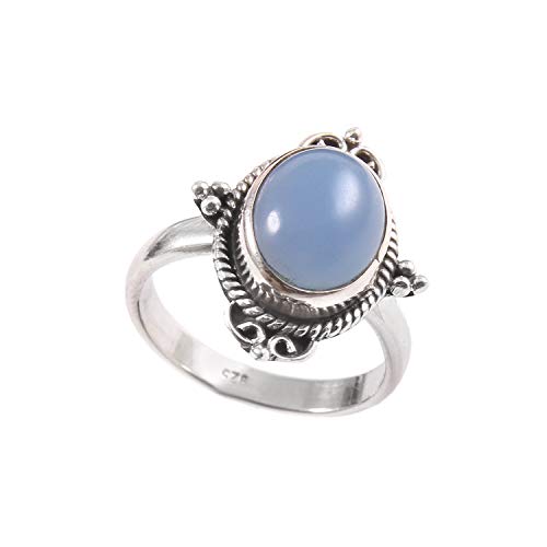 Bague de pierres précieuses calcédoine en argent 925 bague traditionnel de créateur turc