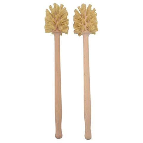2pcs Wood Toilet Brush, Toilet Brush,Beechwood Toilet Brush, Strong Hemp Bristles with 360° Cleaning Power Cover