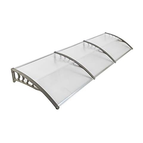 Simply-Me 40" x 120" Door Window Awning Polycarbonate Cover Front Door Outdoor Patio Awning Canopy UV Rain Snow Protection Hollow Sheet (Transparent & Gray) Cover