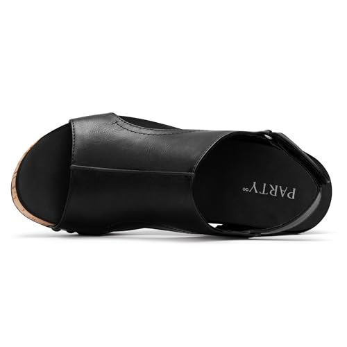 Image of PARTY Women's Wedge Sandals With Buckle Ankle Strap for Dressy Summer